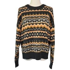 Volcom Fair Isle Sweater XS/S Gray Mustard Pattern Recycled Knit Pullover